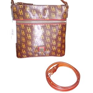 Dooney & Bourke Brown Canvas Messenger Crossbody Bag D&B signature bag NWT